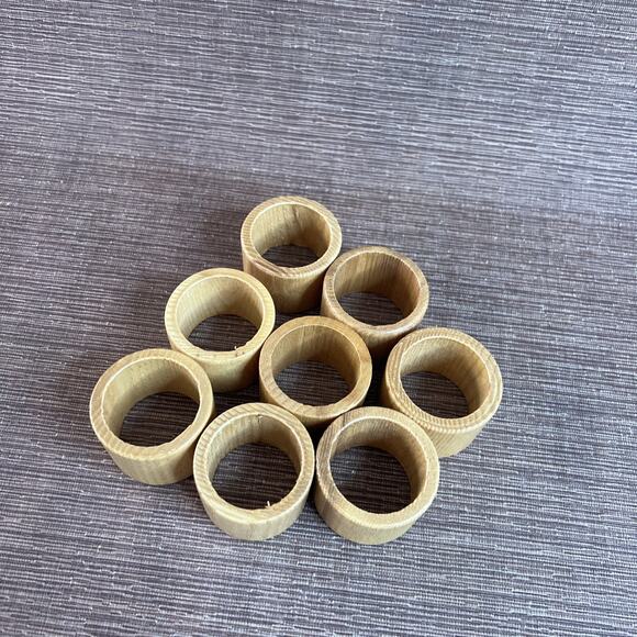 Set of 8 Wooden Napkin Rings –Farmhouse Oak | Boho Natural Minimalist Rustic VTG - Picture 6 of 6